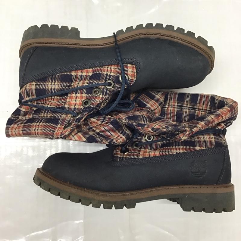 ティンバーランド Timberland ブーツ ショートブーツ 36987M 2WAYブーツ 23cm 23.0cm チェック 紺 / ネイビー /  レディース USED 古着 中古 10118138