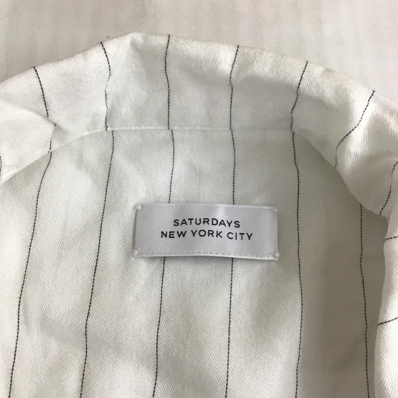 サタデーズサーフニューヨークシティー SATURDAYS SURF NYC シャツ、ブラウス 半袖 BBG-5715-B オープンカラーシャツ 開襟 XS ストライプ 白 / ホワイト / X 黒 / ブラック /  メンズ USED 古着 中古 10113087