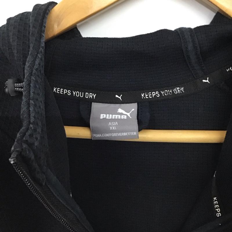 プーマ PUMA パーカー 長袖 ジップアップパーカー アウター ジャージ XXL ロゴ、文字 黒 / ブラック /  メンズ USED 古着 中古 10145020