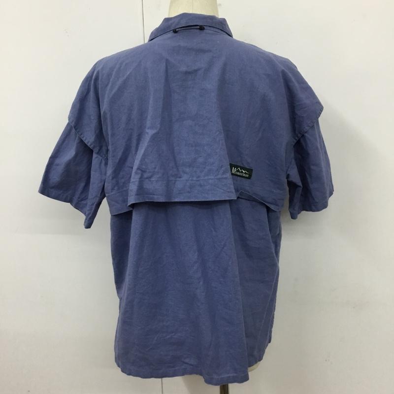 マナスタッシュ MANASTASH シャツ、ブラウス 半袖 7115012 RIVERSHIRT 半袖シャツ ショートスリーブシャツ L ロゴ、文字 青 / ブルー /  メンズ USED 古着 中古 10109987