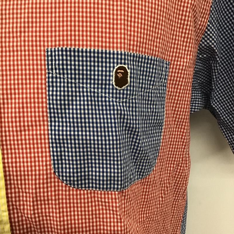アベイシングエイプ A BATHING APE シャツ、ブラウス 半袖 ボタンダウンシャツ L チェック マルチカラー / マルチカラー /  メンズ USED 古着 中古 10117207