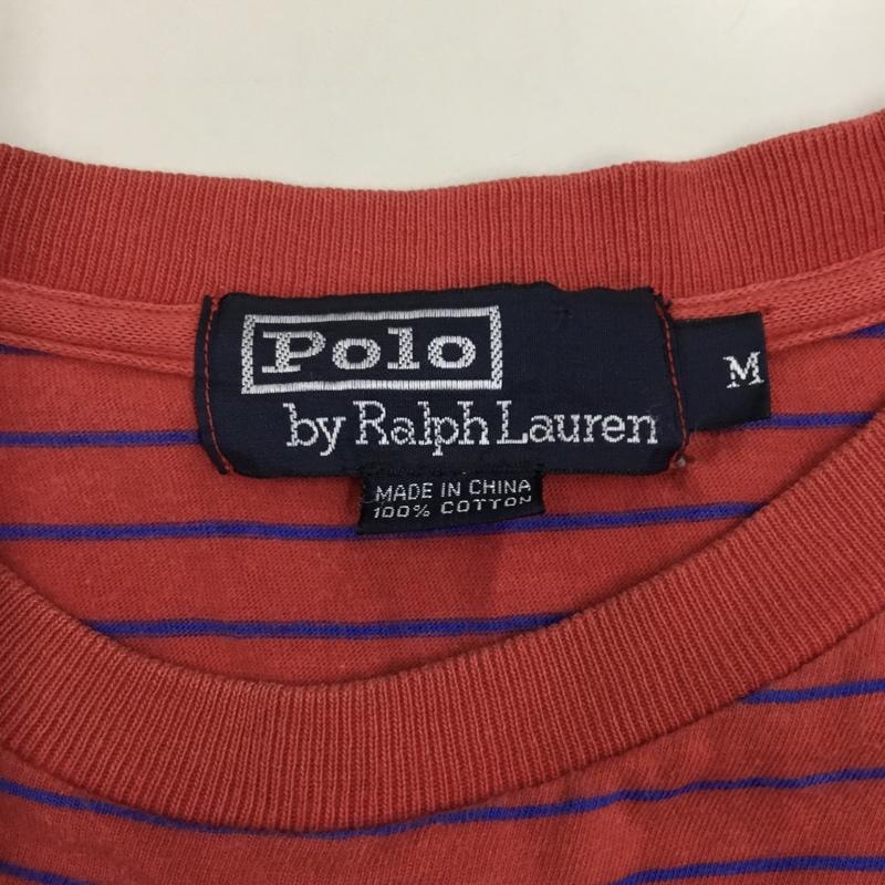ポロバイラルフローレン Polo by RALPH LAUREN Tシャツ 半袖 半袖カットソー プリントTシャツ クルーネックカットソー M ボーダー柄 赤 / レッド /  メンズ USED 古着 中古 10115770