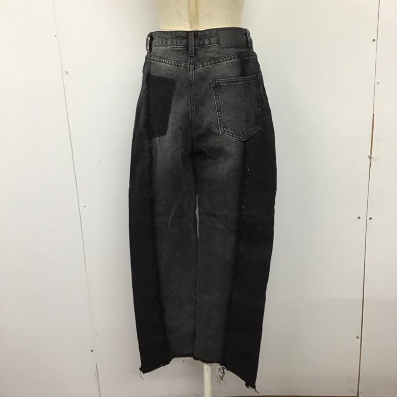 ジーナシス JEANASIS パンツ デニム、ジーンズ JS050800AA リメイクライクストレートデニムパンツ S 無地 黒 / ブラック /  レディース USED 古着 中古 10124420