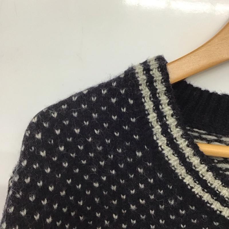 フリークスストア FREAK S STORE ニット、セーター 長袖 長袖ニットカットソー クルーネック セーター M プリント 紺 / ネイビー /  メンズ USED 古着 中古 10140309