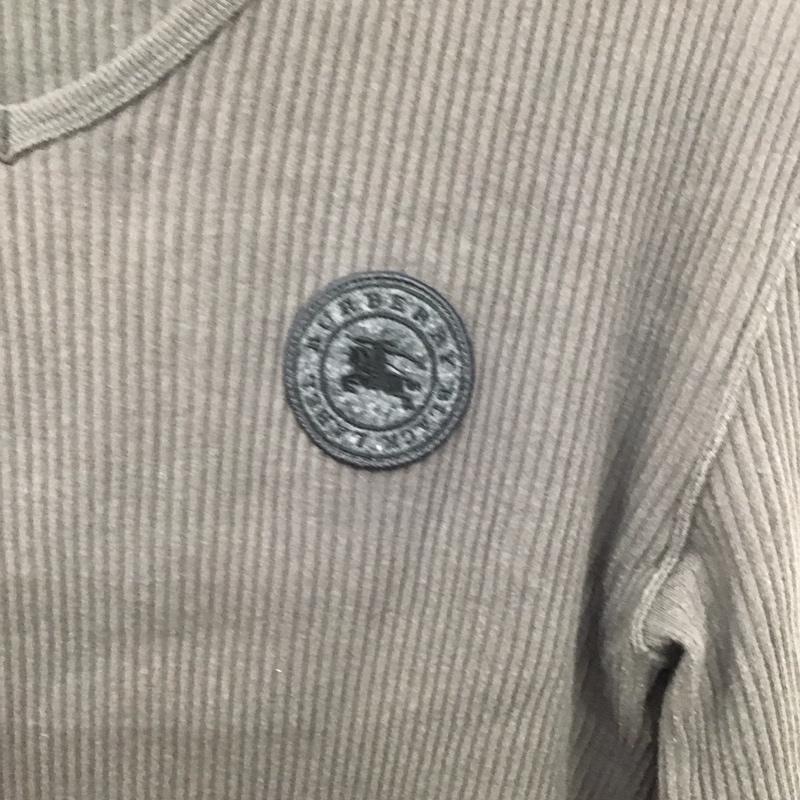 バーバリーブラックレーベル BURBERRY BLACK LABEL カットソー 長袖 長袖カットソー Vネックカットソー 3 ロゴ、文字 灰 / グレー /  メンズ USED 古着 中古 10130889