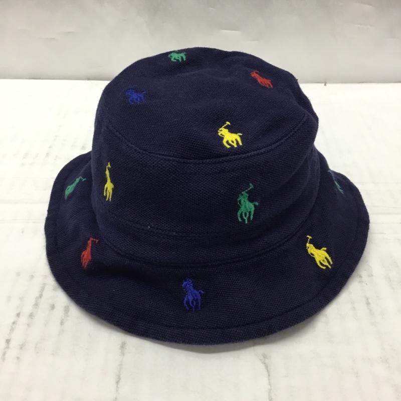 ラルフローレン RALPHLAUREN 帽子 ハット ポニー コットン ベビー 12-24M 49cm 総柄 紺 / ネイビー /  ガールズ USED 古着 中古 10106699