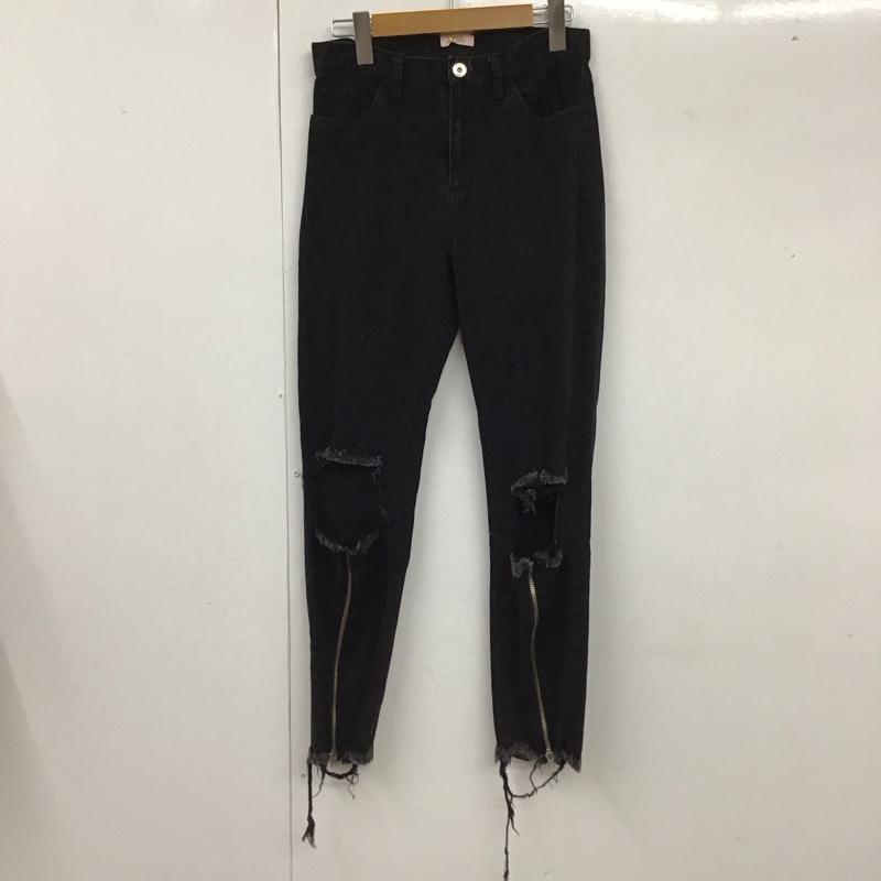 リルリリー lilLilly パンツ デニム、ジーンズ L18SS-PT201 デニムパンツ ダメージパンツ S 無地 黒 / ブラック /  レディース USED 古着 中古 10117417