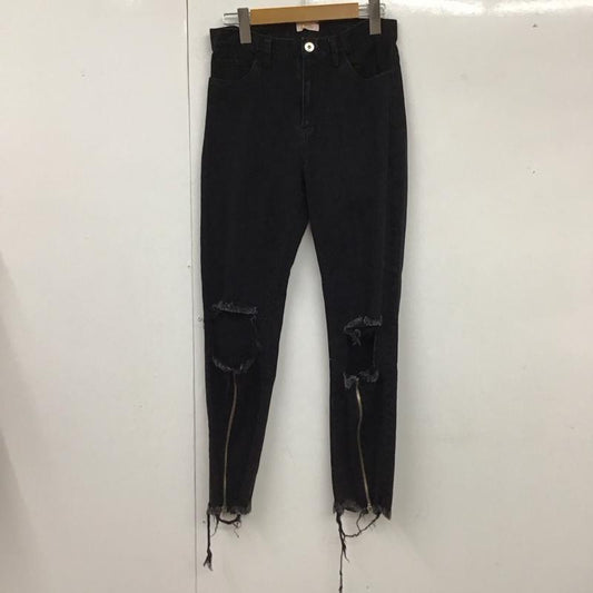 リルリリー lilLilly パンツ デニム、ジーンズ L18SS-PT201 デニムパンツ ダメージパンツ S 無地 黒 / ブラック /  レディース USED 古着 中古 10117417