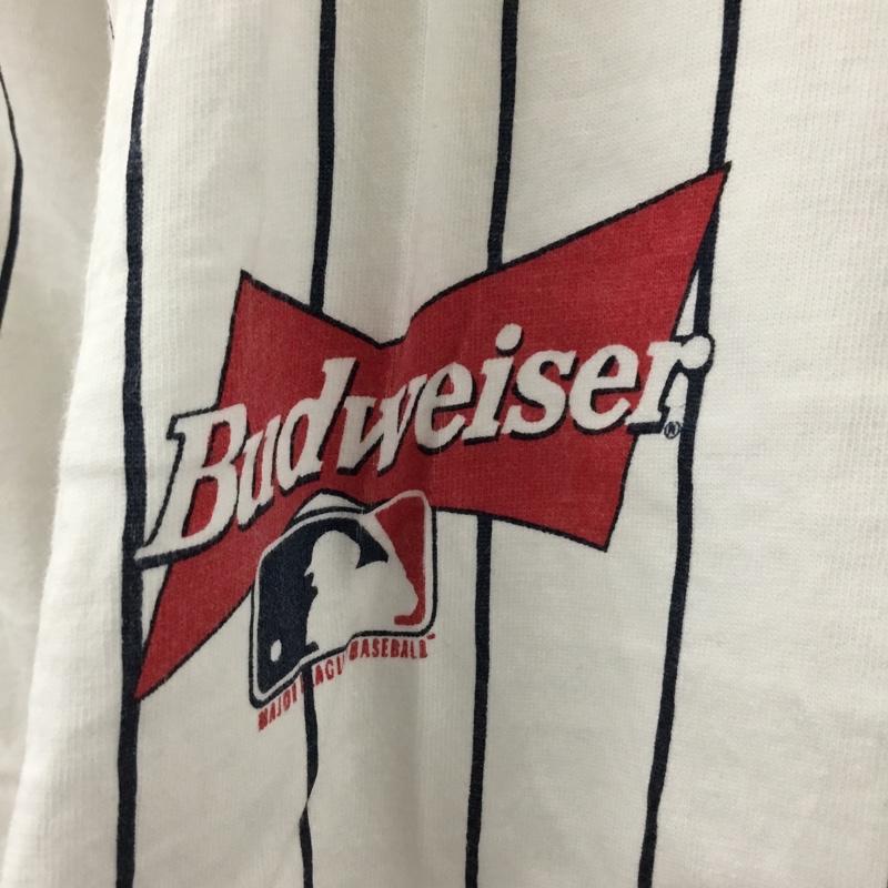 古着 USED シャツ、ブラウス 半袖 半袖シャツ ノーカラーシャツ 半袖カットソー プリントシャツ ストライプ 白 / ホワイト /  メンズ USED 古着 中古 10120820