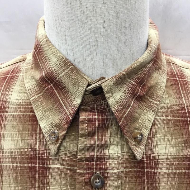 エディーバウアー Eddie Bauer シャツ、ブラウス 半袖 ボタンダウン M チェック 茶 / ブラウン / X ベージュ / ベージュ /  メンズ USED 古着 中古 10111588
