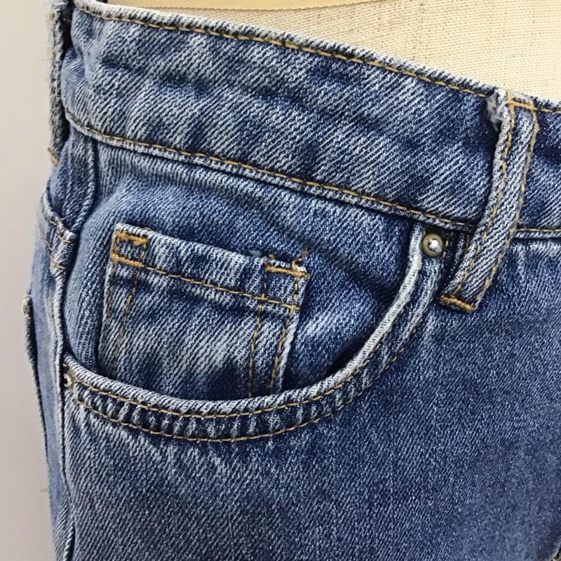 ザラ ZARA パンツ デニム、ジーンズ デニムパンツ ワイドパンツ ダメージ加工 32インチ ダメージ加工 インディゴ / インディゴ /  レディース USED 古着 中古 10110265