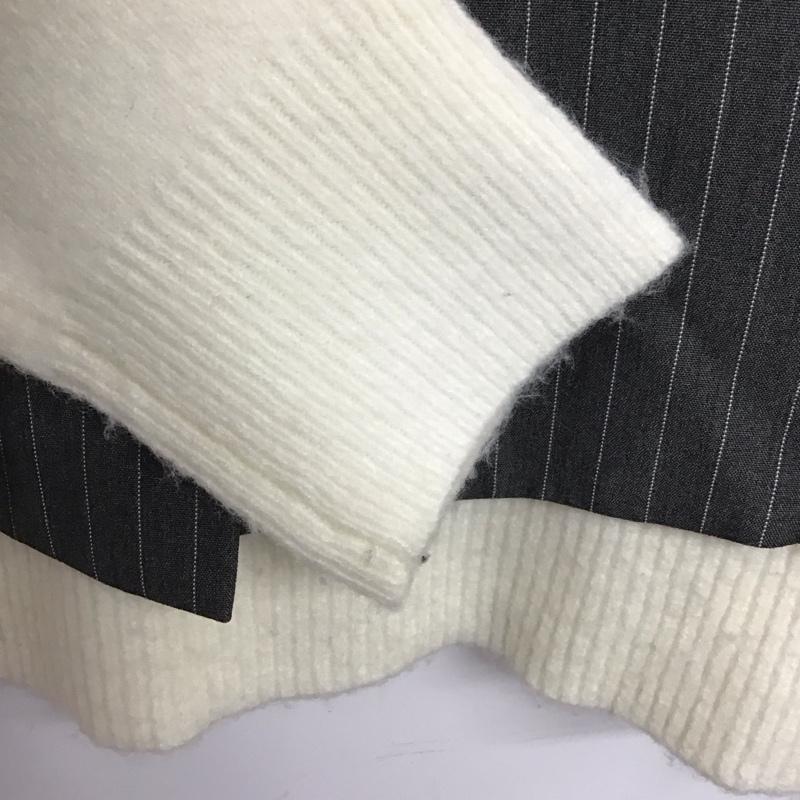 ミラオーウェン Mila Owen ニット、セーター 長袖 長袖ニットカットソー クルーネック セーター 1 ストライプ 白 / ホワイト /  レディース USED 古着 中古 10142452