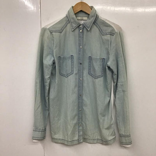 ディーゼル DIESEL シャツ、ブラウス 長袖 長袖シャツ カラーシャツ ポケットシャツ 長袖カットソー バイカラーシャツ XS 無地 インディゴ / インディゴ /  レディース USED 古着 中古 10117644