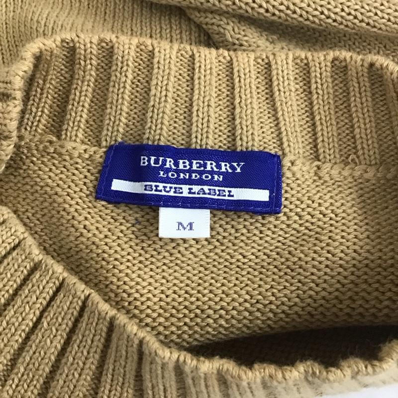 バーバリーブルーレーベル BURBERRY BLUE LABEL ニット、セーター 半袖 半袖ニットカットソー クルーネックカットソー 半袖セーター M プリント 茶 / ブラウン /  レディース USED 古着 中古 10113814
