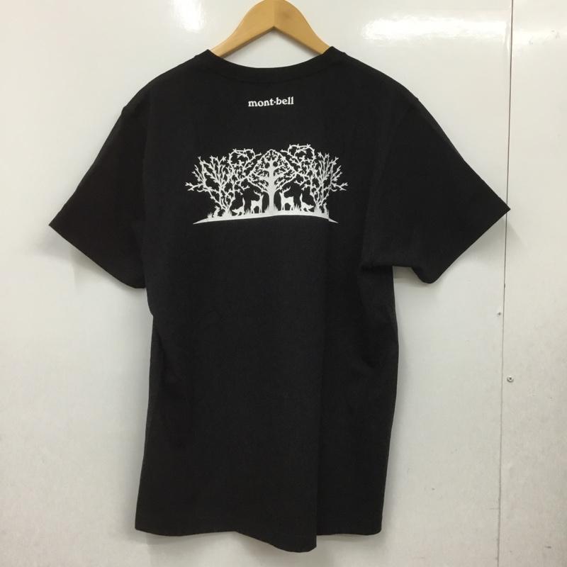 モンベル mont-bell Tシャツ 半袖 2104591 ペアスキンコットン T 切リ絵 森の集い L ロゴ、文字 X プリント 黒 / ブラック /  メンズ USED 古着 中古 10135045