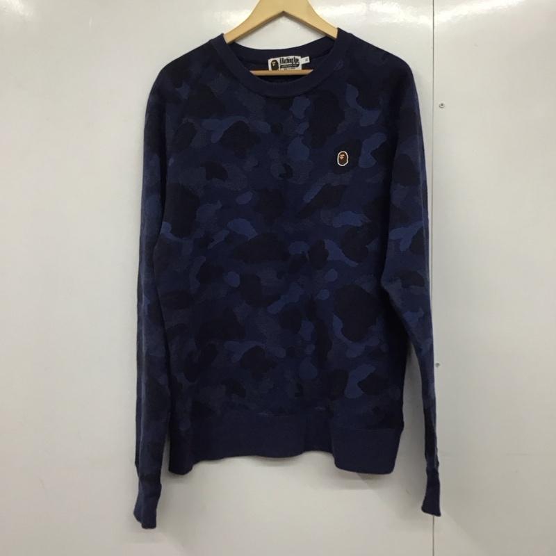 アベイシングエイプ A BATHING APE トレーナー 長袖 長袖トレーナー スウェット クルーネック プルオーバー XL プリント 紺 / ネイビー /  メンズ USED 古着 中古 10140855