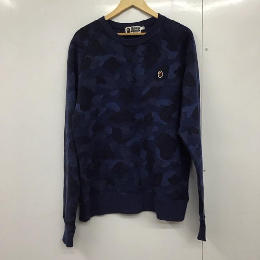 アベイシングエイプ A BATHING APE トレーナー 長袖 長袖トレーナー スウェット クルーネック プルオーバー XL プリント 紺 / ネイビー /  メンズ USED 古着 中古 10140855