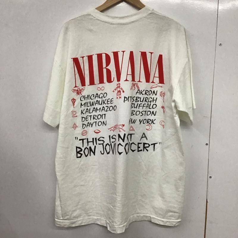 ヘインズ HANES Tシャツ 半袖 半袖カットソー プリントTシャツ クルーネックカットソー バンドTシャツ XL プリント 白 / ホワイト /  メンズ USED 古着 中古 10150407