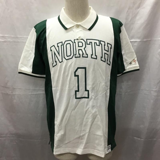 トミー TOMMY ポロシャツ 半袖 L ロゴ、文字 白 / ホワイト / X 緑 / グリーン /  メンズ USED 古着 中古 10112773