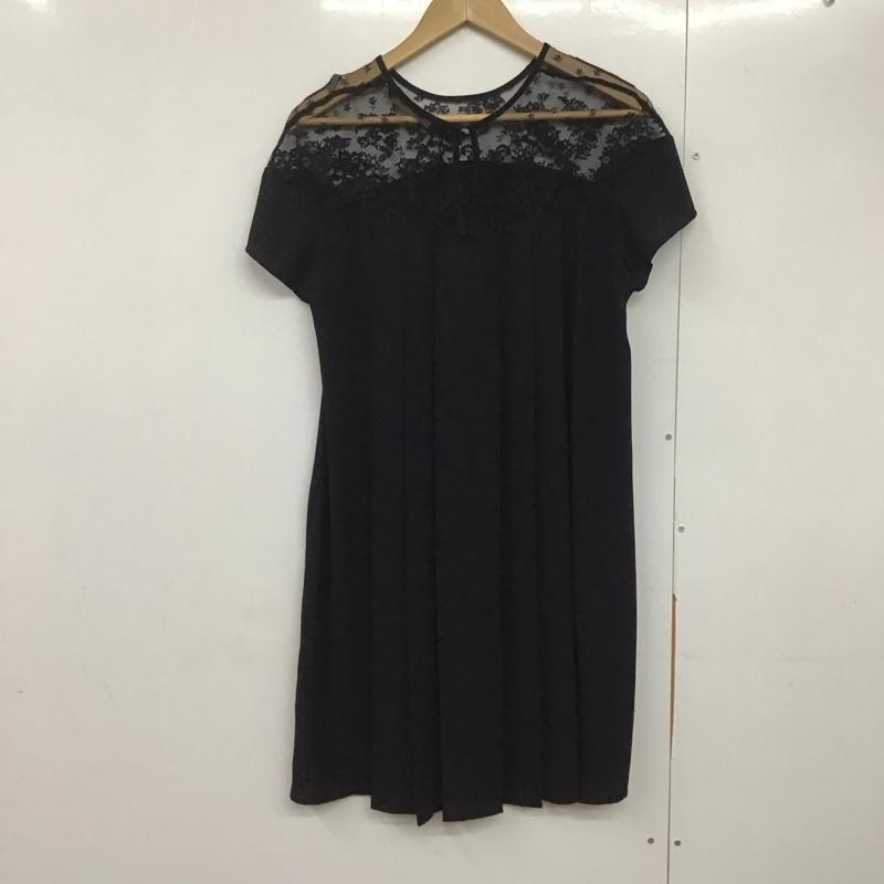 ザラベーシック ZARA BASIC ワンピース ロングスカート 半袖ロングワンピース フレアスカート レース XL 無地 黒 / ブラック /  レディース USED 古着 中古 10143729