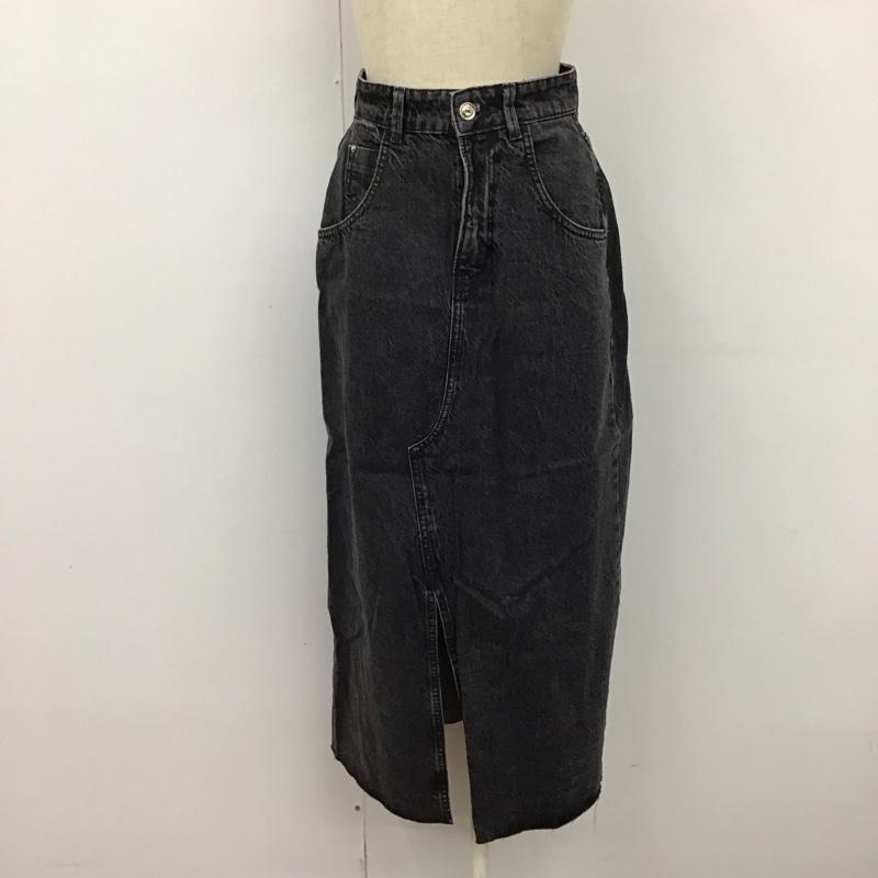 ザラ ZARA スカート ロングスカート 6164 187 800 デニム スリット カットオフ XS 無地 黒 / ブラック /  レディース USED 古着 中古 10120593