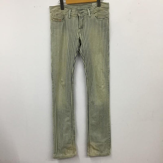 ディーゼル DIESEL パンツ デニム、ジーンズ スリムパンツ カジュアルパンツ ストライプパンツ デニムジーンズ 26インチ ストライプ 白 / ホワイト / X 水色 / ライトブルー /  メンズ USED 古着 中古 10117530