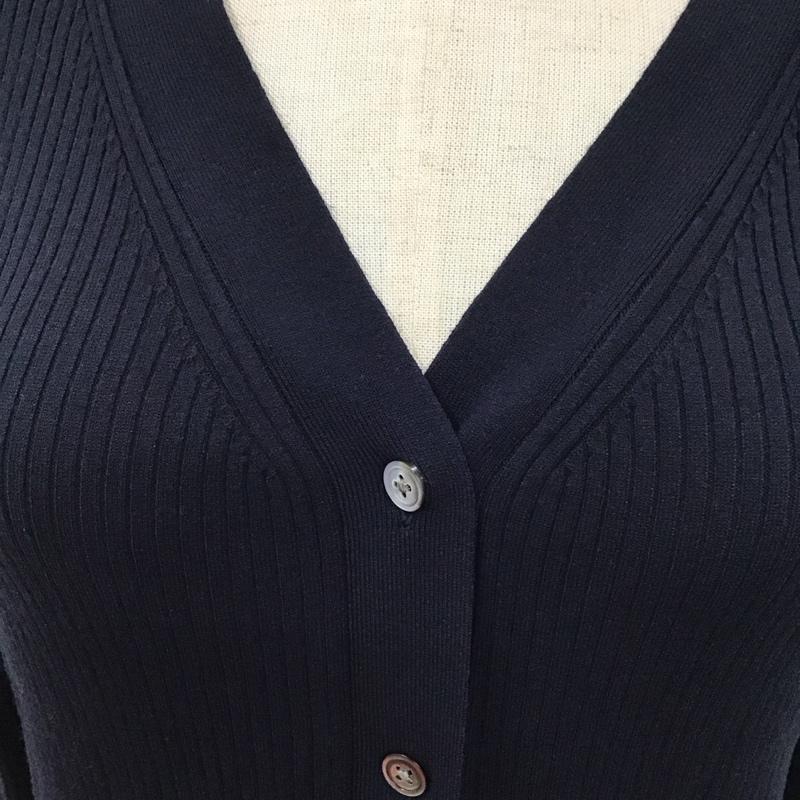 ユナイテッドアローズグリーンレーベルリラクシング UNITED ARROWS green label relaxing カーディガン 長袖 3528-119-0639 長袖カーディガン 長袖カットソー ノーカラージャケット 前開カーディガン FREE 無地 紺 / ネイビー /  レディース USED 古着 中古 10122522