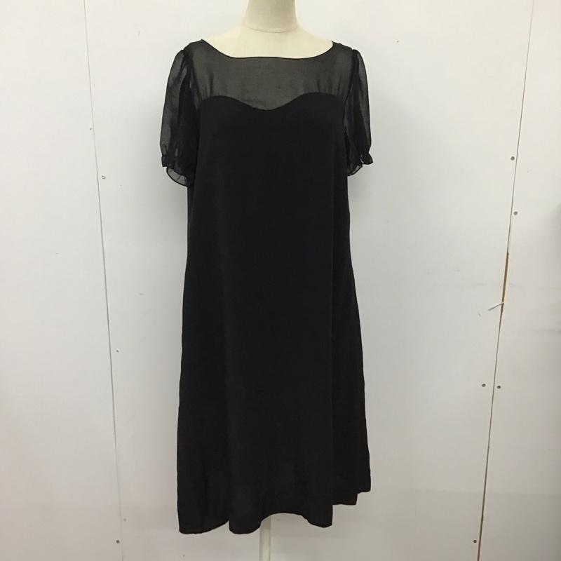 レイビームス Ray BEAMS ワンピース ひざ丈スカート 6326-1453-2747 半袖 シアー 無地 黒 / ブラック /  レディース USED 古着 中古 10115499