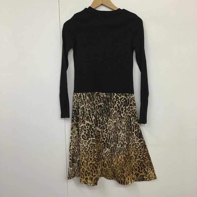 ザラ ZARA ワンピース ひざ丈スカート S 無地 X ヒョウ柄・レオパード柄 黒 / ブラック /  レディース USED 古着 中古 10130395