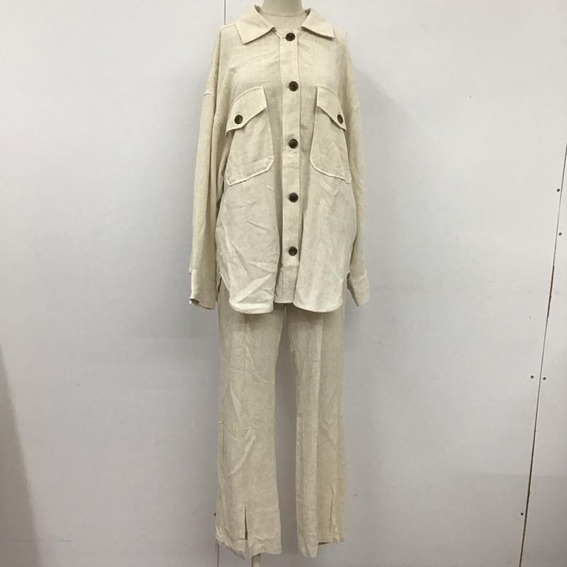 アズールバイマウジー AZUL BY MOUSSY セットアップ セットアップ 250ESM30-055C ルーズドルマンシャツジャケット センタープレススリットフレアパンツ M 無地 ベージュ / ベージュ /  レディース USED 古着 中古 10108929