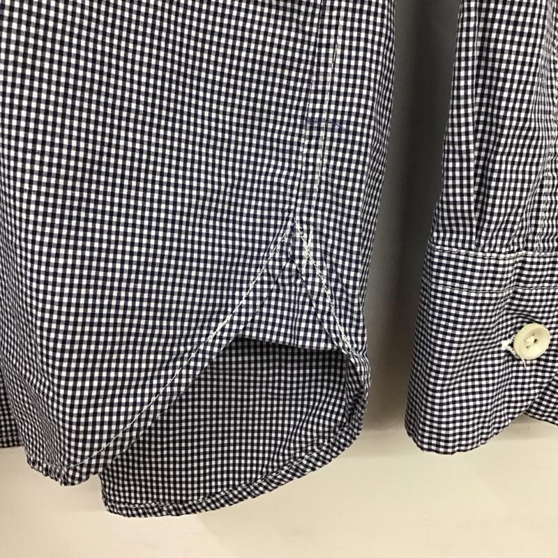 クオドロ quadro シャツ、ブラウス 長袖 長袖シャツ チェックシャツ ノーカラーシャツ 2 チェック 白 / ホワイト / X 青 / ブルー /  メンズ USED 古着 中古 10131766