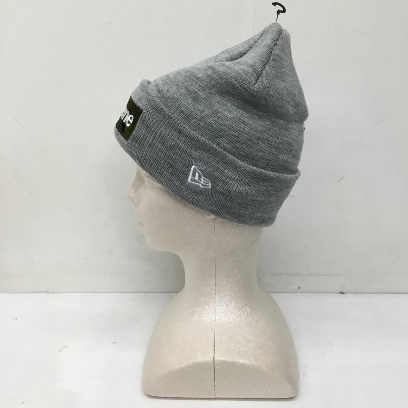 ニューエラ NEW ERA 帽子 ニット帽 supreme box logo beanie カモ ロゴ、文字 灰 / グレー /  メンズ USED 古着 中古 10138068