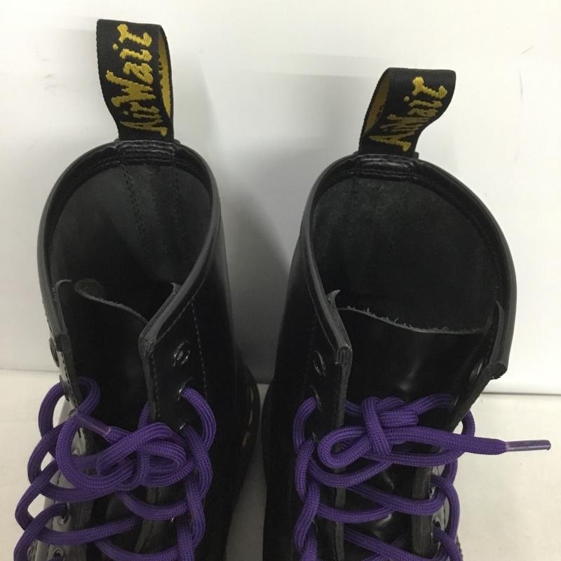 ドクターマーチン Dr.Martens ブーツ ショートブーツ NEEDLES ニードルズ 1460 8ホール UK9 US：10  黒 / ブラック / X 紫 / パープル /  メンズ USED 古着 中古 10147714