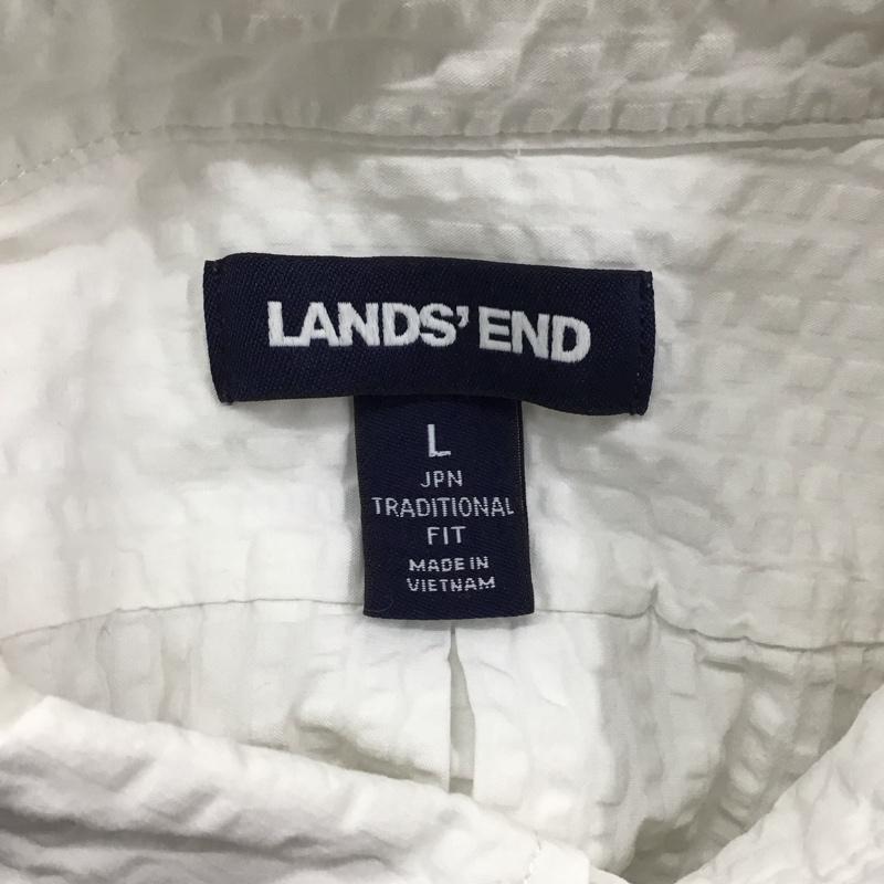 ランズエンド LANDS END シャツ、ブラウス 半袖 L 無地 白 / ホワイト /  メンズ USED 古着 中古 10128308