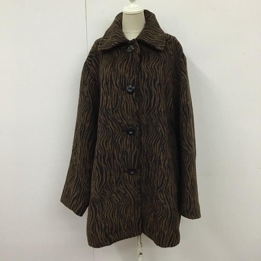 スライ SLY コート コート一般 030EAR30-6410 SOUTIEN COLLAR COAT FREE アニマル柄 茶 / ブラウン / X 黒 / ブラック /  レディース USED 古着 中古 10119633