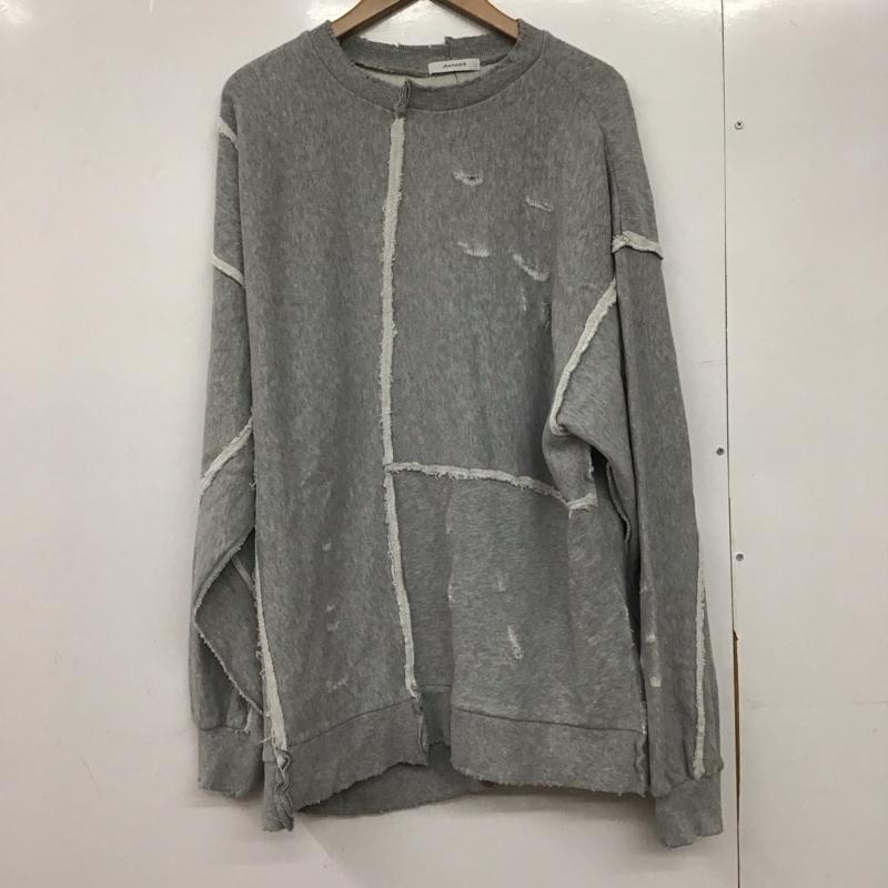 ジーナシス JEANASIS トレーナー 長袖 js064381cf 長袖スウェット トレーナー クラッシュ加工 FREE ダメージ加工 灰 / グレー /  レディース USED 古着 中古 10145123