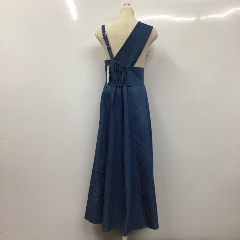 ムルーア MURUA ワンピース ロングスカート 012140302101-01 アシンメトリーパターンロングワンピース タグ付き 2 無地 青 / ブルー /  レディース USED 古着 中古 10130425