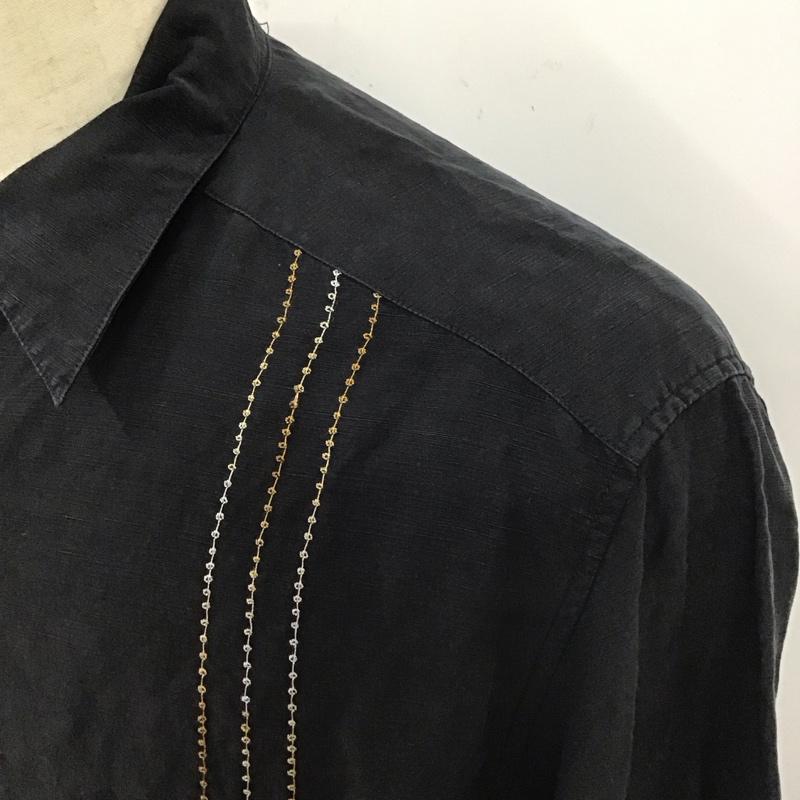 古着 USED シャツ、ブラウス 長袖 長袖シャツ カラーシャツ ポケットシャツ 長袖カットソー L プリント 黒 / ブラック /  メンズ USED 古着 中古 10119017