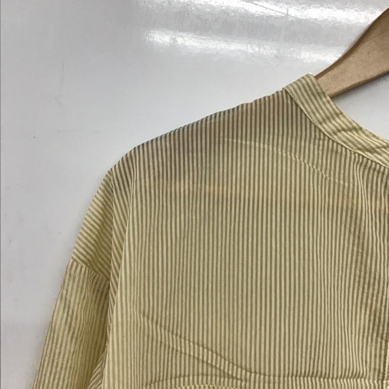 ミスティック mystic シャツ、ブラウス 長袖 長袖シャツ ストライプシャツ ノーカラーシャツ ストライプシャツ FREE ストライプ 黄 / イエロー /  レディース USED 古着 中古 10143809