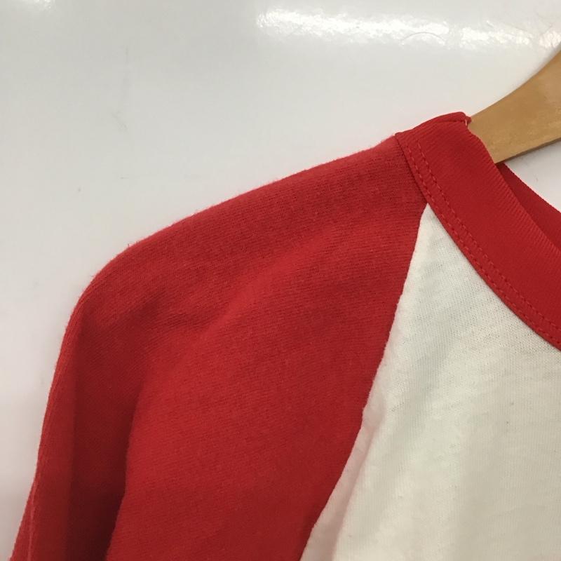 ラッセルアスレティック Russell Athletic カットソー 七分袖 長袖カットソー プリントカットソー ラグラン 80s XL プリント 白 / ホワイト / X 赤 / レッド /  メンズ USED 古着 中古 10148032