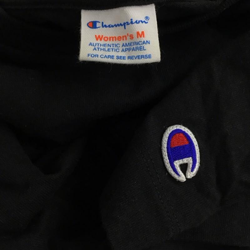 チャンピオン Champion ワンピース ひざ丈スカート CW-P309 半袖 シャーリング M ロゴ、文字 黒 / ブラック /  レディース USED 古着 中古 10114780