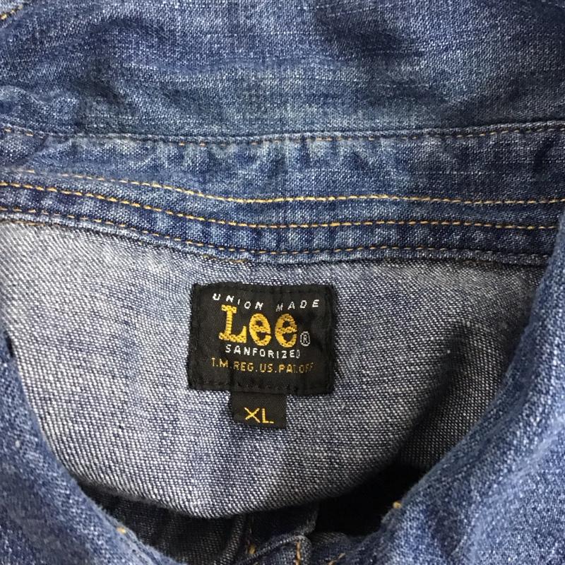 リー Lee シャツ、ブラウス 長袖 長袖デニムシャツ カラーシャツ 長袖シャツ XL ロゴ、文字 インディゴ / インディゴ /  メンズ USED 古着 中古 10126124
