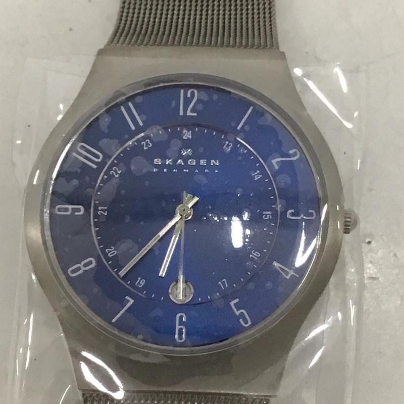スカーゲン SKAGEN 腕時計 アナログ（クォーツ式） 233XLTTN SUNDBY TITANIUM 箱有 ロゴ、文字 銀 / シルバー / X 紺 / ネイビー /  メンズ USED 古着 中古 10134341