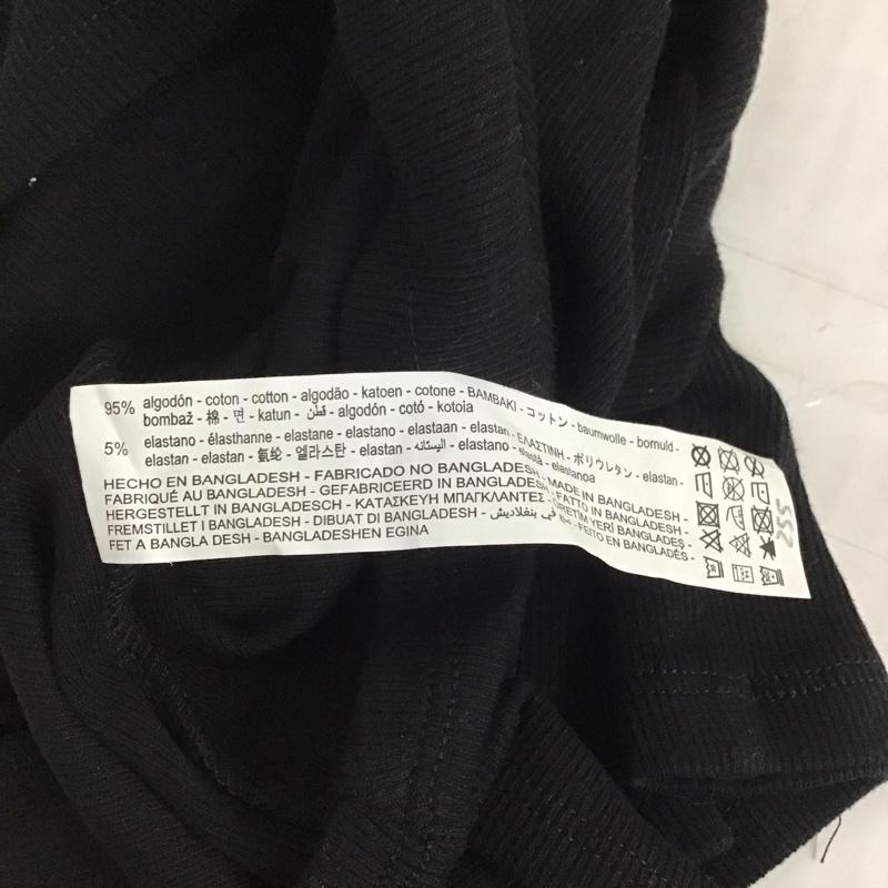 ザラ ZARA カットソー 半袖 1660 318 800 リブ クロップド丈 スキッパー ポロシャツ M 無地 黒 / ブラック /  レディース USED 古着 中古 10109661