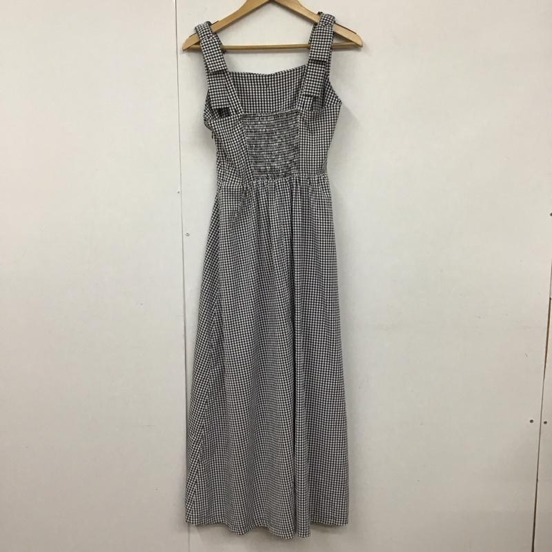 イング INGNI ワンピース ロングスカート 1221-500419-00 肩リボンワンピース フレアワンピース ノースリーブ M チェック 白 / ホワイト / X 黒 / ブラック /  レディース USED 古着 中古 10130454