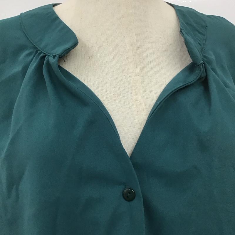 アクシーズファム axes femme シャツ、ブラウス 長袖 長袖シャツ ノーカラーシャツ カジュアルシャツ パフスリーブ M 無地 緑 / グリーン /  レディース USED 古着 中古 10107719