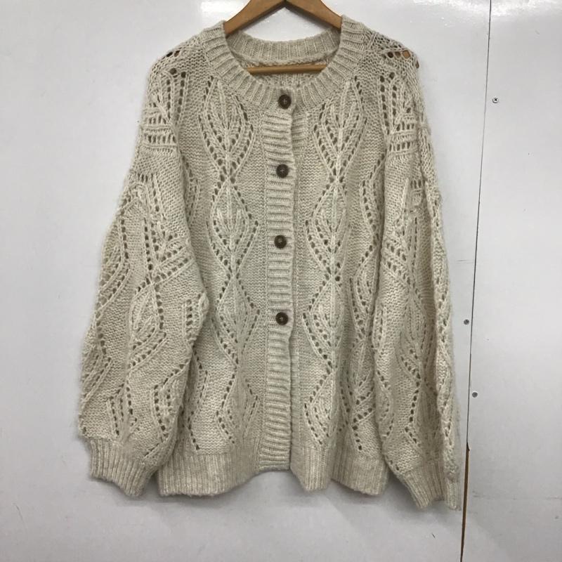 ローリーズファーム LOWRYS FARM カーディガン 長袖 長袖ニットカーディガン 前ボタン ノーカラー FREE 総柄 アイボリー / アイボリー /  レディース USED 古着 中古 10147193