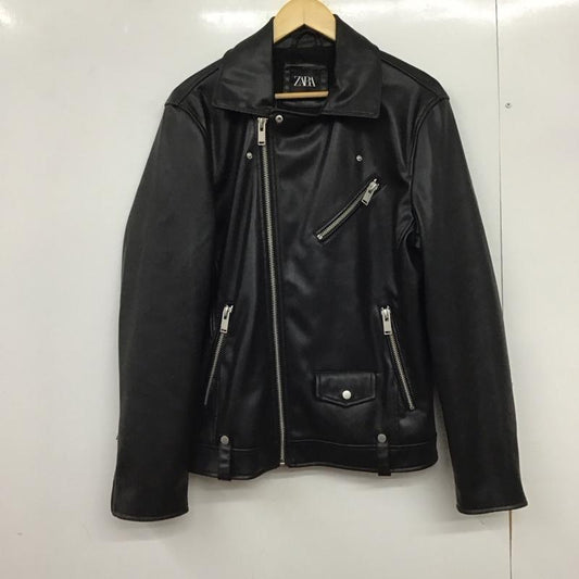 ザラ ZARA ジャケット、上着 ジャンパー、ブルゾン ジップアップ フェイクレザーライダース アウター L 無地 黒 / ブラック /  メンズ USED 古着 中古 10150614