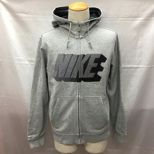 ナイキ NIKE パーカー 長袖 ジップアップパーカー 長袖パーカー フード付きパーカー スポーツウェア M プリント 灰 / グレー /  メンズ USED 古着 中古 10108243