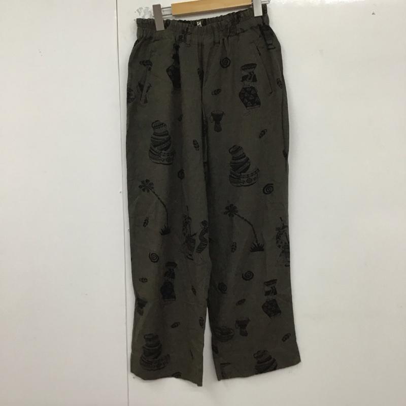 ニコアンド niko and... パンツ スラックス T203DL04SW プリントゆるパンツ リネン M 総柄 カーキ / カーキ /  レディース USED 古着 中古 10129297